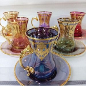 monalisa kulplu 6'lı Çay bardağı 24 ayar gerçek…