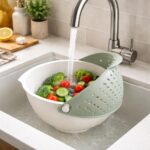 2'si 1 Arada Pratik Süzgeç ve Hazırlık Kabı - Pastel Seri - Gül Kurusu, 2.5 LT